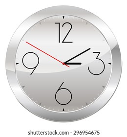 Analog Clock Isolated on a White Background. Vector Clock with Large Numerals