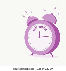 Analoguhr mit Text der letzten Chance. Geschäftskonzept. Countdown-Wecker für Einzelhandel, Shop, Social Media, Werbung. Zeitbegrenzung