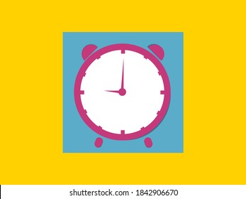 Analog clock on a blue and yellow background
