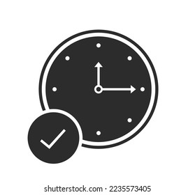 Analog Clock On Time Flat Icon Vector Illustration