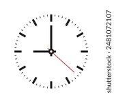 analog clock on white background. simple elegant wall clock