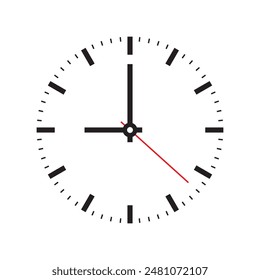 analog clock on white background. simple elegant wall clock