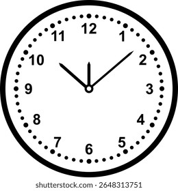 Relógio analógico mostrando relógio de dez horas isolado no fundo branco