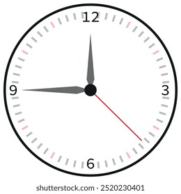 Reloj analógico, ilustración simple, aislado en un fondo blanco, reloj de la silueta