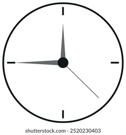 Reloj analógico, ilustración simple, aislado en un fondo blanco, reloj de la silueta