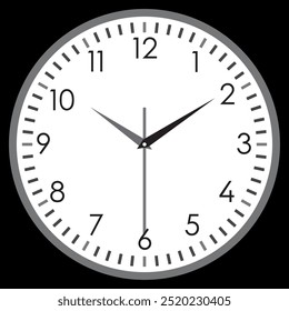 Reloj analógico, ilustración simple, aislado en un fondo blanco, reloj de la silueta