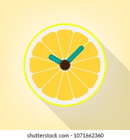 analog clock with slice lemon pattern on front panel