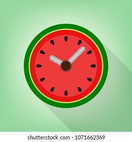 analog clock with slice watermelon pattern on front panel