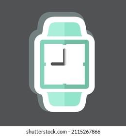 Analog Clock Sticker in trendy isolated on black background
