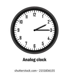 Analog clock time. 02-15. with white background. vector