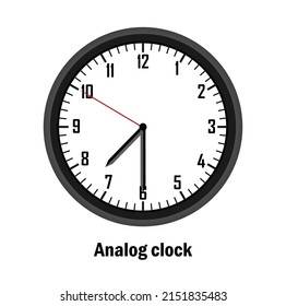 Analog clock time. 07-30. with white background. vector