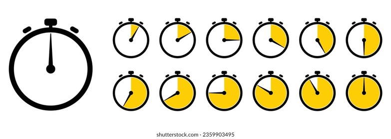 Analog Clock time Icon set white background.