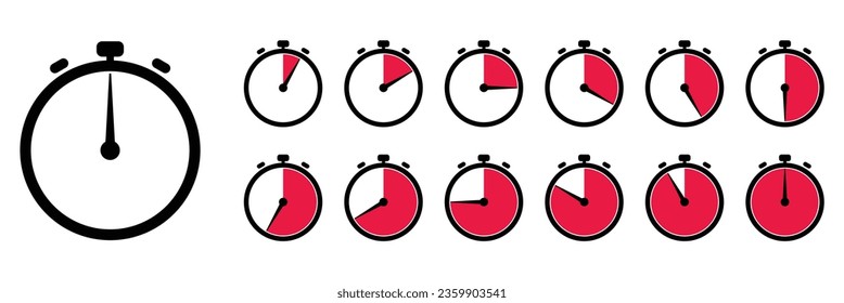 Analog Clock time Icon set white background.