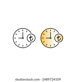 analog clock and turkish lira symbol. turkish lira symbol and clock concept