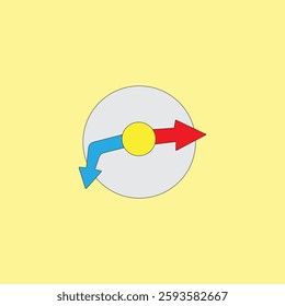 Analog clock vector illustration on yellow background. Time icon