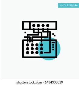 Analog, Connection, Device, Module, Sound turquoise highlight circle point Vector icon