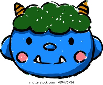 Analog cute blue child demon