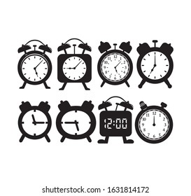 analog and digital alarm clock vector logo design illustration template