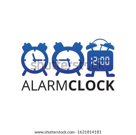 analog and digital alarm clock vector logo design illustration template