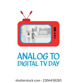 Analog zu Digital TV Day . Design geeignet für Grußkartenposter und Banner