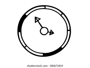 Analog doodle clock on white background.