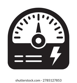 analog electricity meter icon black silhouette on white background