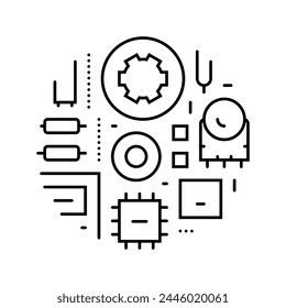 Vector de ícono de línea de electrónica analógica. símbolo de electrónica analógica. símbolo de contorno aislado ilustración negra