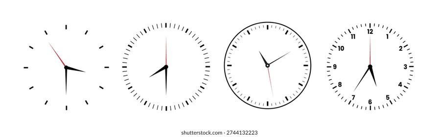Analog сlock face сollection. Clean minimal time dials set