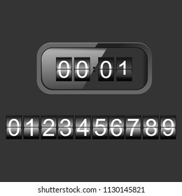 Analog flip clock counter. Retro design with numbers template. 