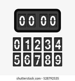 Analog flip clock counter. Retro design with numbers template. Flat vector stock illustration