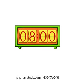 Analog flip clock icon, cartoon style