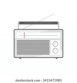 Analog AM FM radio old classic retro vintage antique cartoon vector illustration on white background