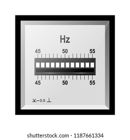 Analog frequency meter. Electrical measuring equipment. Vector illustration isolated on white background.