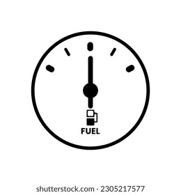 Analog Fuel Tank Gauge outline icon. Vehicle dashboard oil level indicator bar in half condition. Vector illustration in trendy style. Editable graphic resources for many purposes.