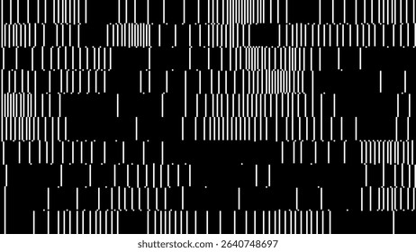 Analog Glitch Noise Overlay With Vertical Pixel Lines. Digital Interference Texture For VHS CRT Effect. CCTV Distortion Or Data Corruption Background. Vector Illustration.