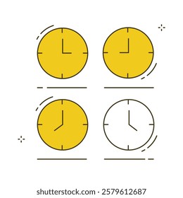 Analog Global Timezone Clock Vector Icon Design