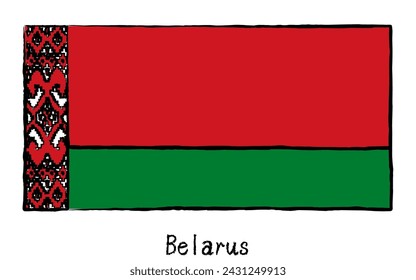 Analog hand-drawn world flag, Belarus, Vector Illustration
