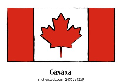 Analog hand-drawn world flag, Canada, Vector Illustration