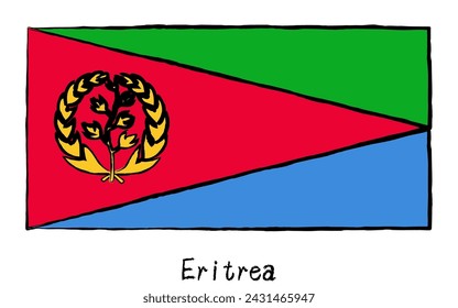 Analog hand-drawn world flag, Eritrea, Vector Illustration