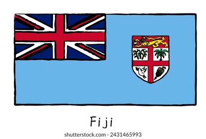 Analog hand-drawn world flag, Fiji, Vector Illustration