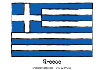 Analog hand-drawn world flag, Greece, Vector Illustration