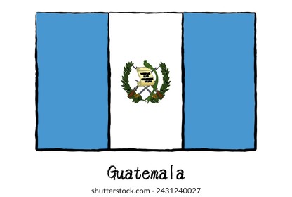 Analog hand-drawn world flag, Guatemala, Vector Illustration