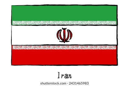 Analog hand-drawn world flag, Iran, Vector Illustration