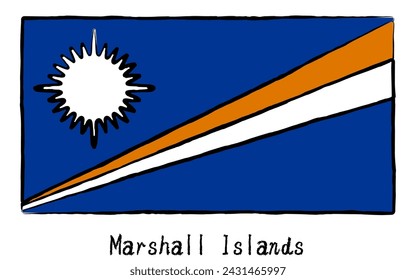 Analog hand-drawn world flag, Marshall Islands, Vector Illustration