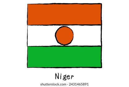 Analog hand-drawn world flag, Niger, Vector Illustration