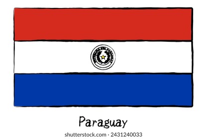 Analog hand-drawn world flag, Paraguay, Vector Illustration