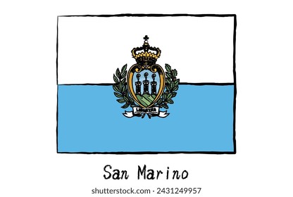 Analog hand-drawn world flag, San Marino, Vector Illustration