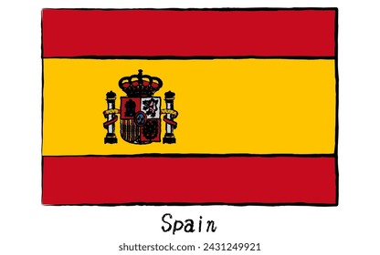 Analog hand-drawn world flag, Spain, Vector Illustration