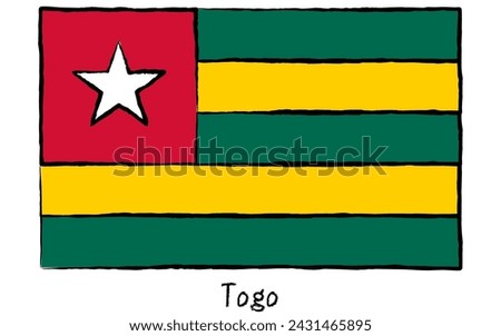 Analog hand-drawn world flag, Togo, Vector Illustration