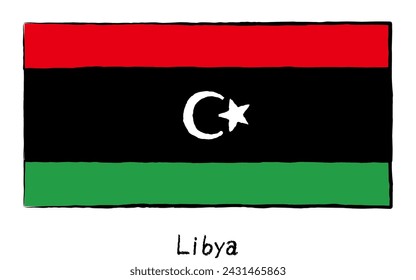 Analog hand-drawn world flags, Libya, Vector Illustration